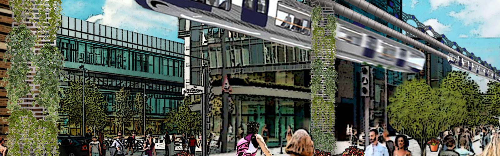 Monorail dans la rue de la Couronne